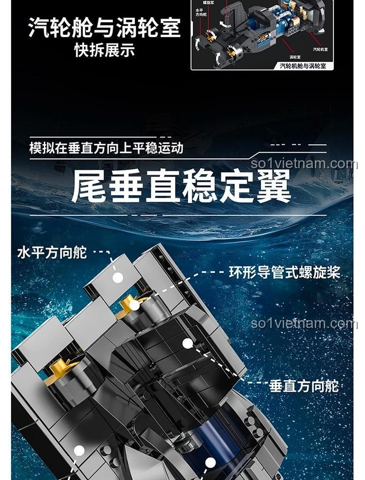 Thiết kế tháp pháo tàu ngầm hạt nhân Typhoon PanlosBrick 628020, mô hình lắp ghép quân sự