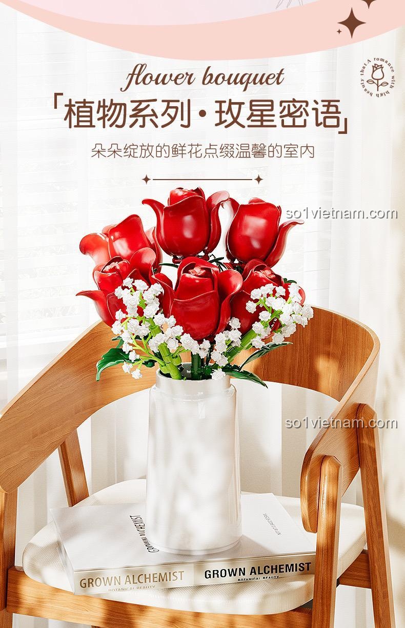 set đồ chơi PanlosBrick 655066 Bó Hoa Hồng Tinh Tú không bao giờ tàn phai cho con gái 6 tuổi