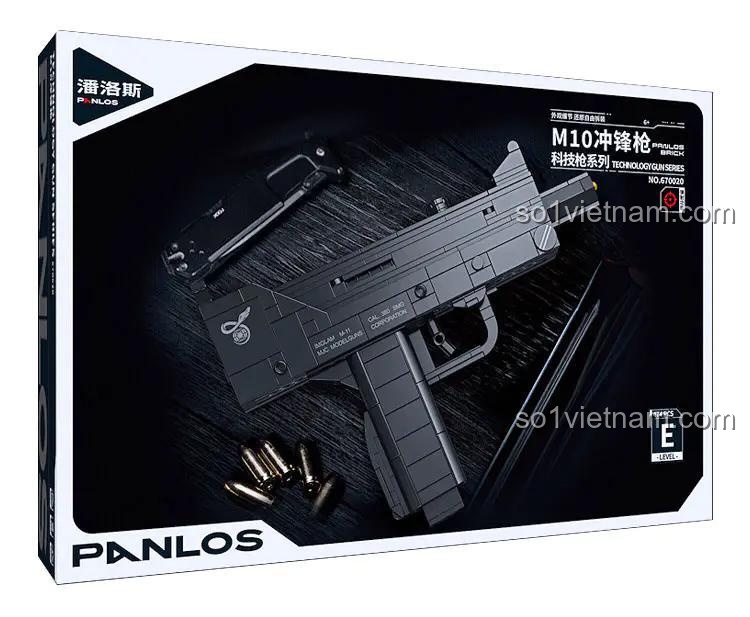 Hộp đựng súng M10 Submachine Gun PanlosBrick 670020, đồ chơi súng cho bé trai 6 tuổi, chi tiết cao, lắp ráp súng