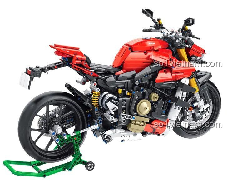 Xe mô tô Ducati Superleggera V4 PanlosBrick 672105 đồ chơi mô hình tỉ lệ 1:5, có chân chống, giảm xóc, chi tiết cao, đáng tiền