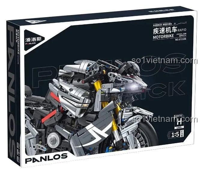 Hộp bộ lắp ghép PanlosBrick 672106 Mô tô Tốc Độ Rapid, thiết kế hiện đại, đồ chơi mô hình cho bé trai 6 tuổi, giá tiết kiệm.
