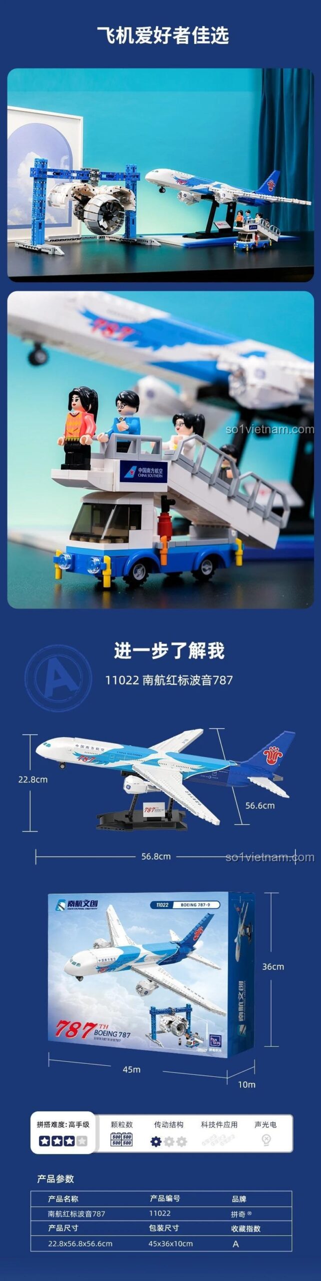 5 minifigures và xe thang đi kèm bộ lắp ghép Pantasy 11022 Mô hình máy bay Boeing 787-9, đồ chơi mô hình cho bé trai, giá tốt