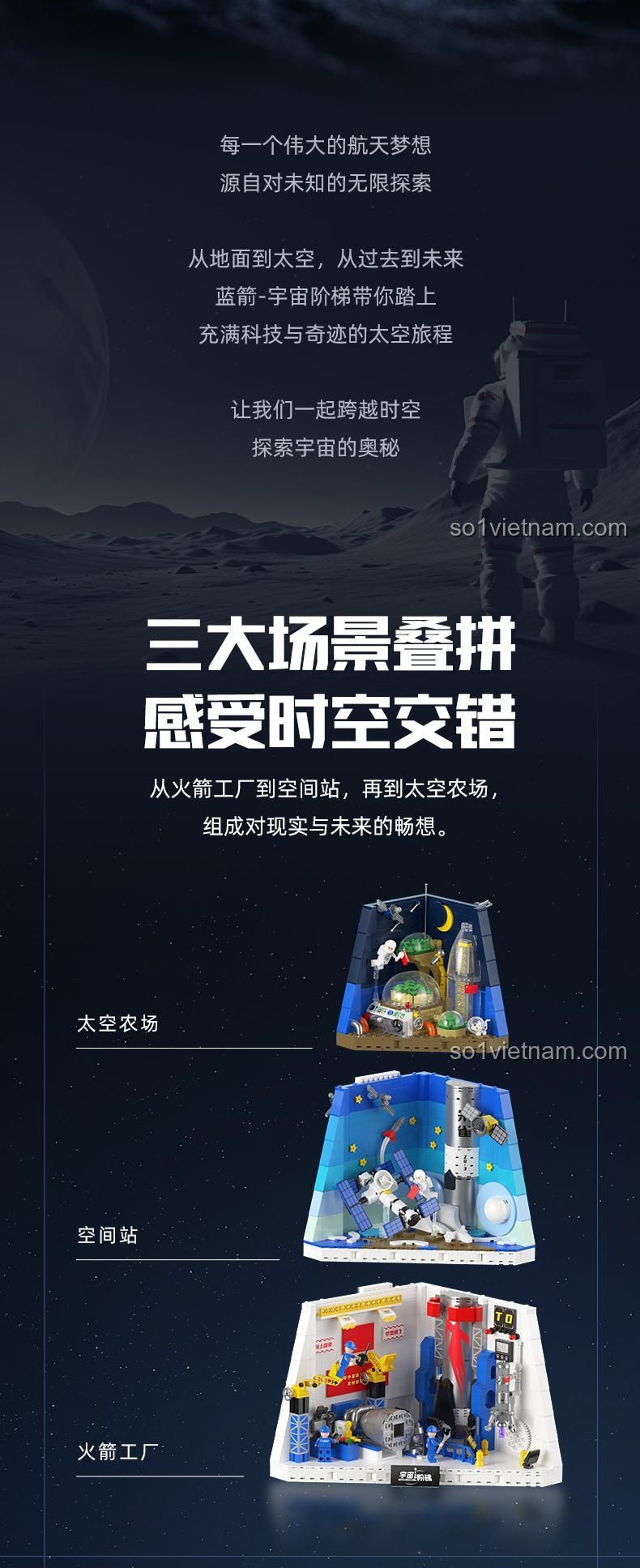 Kích thước mô hình Thang Máy Vũ Trụ Pantasy 11034: 34.4 x 21.6 x 57.6 cm