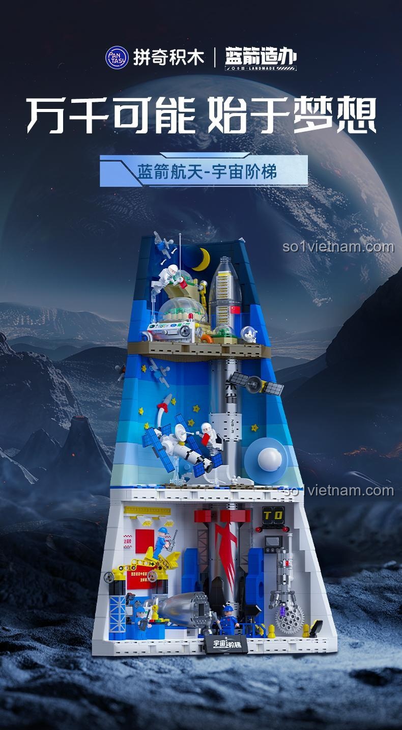 Mô hình Thang Máy Vũ Trụ Pantasy 11034 sau khi lắp ráp