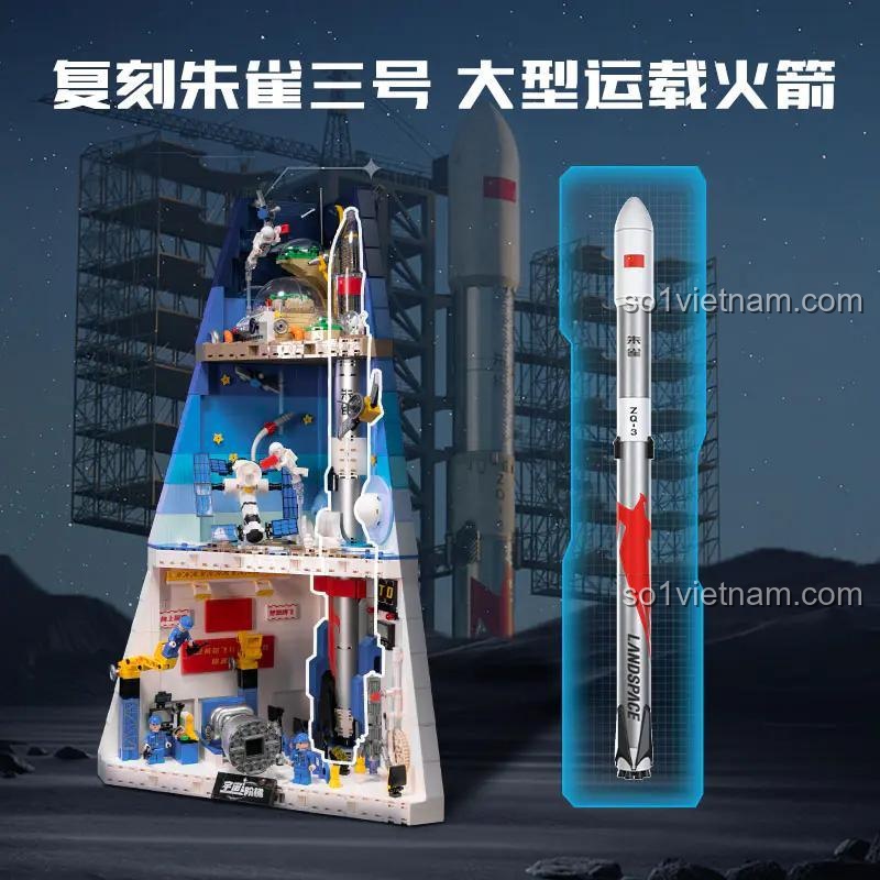 Mô hình tên lửa Chu Tước 3 tỉ lệ 1:1 của bộ lắp ghép Thang Máy Vũ Trụ Pantasy 11034