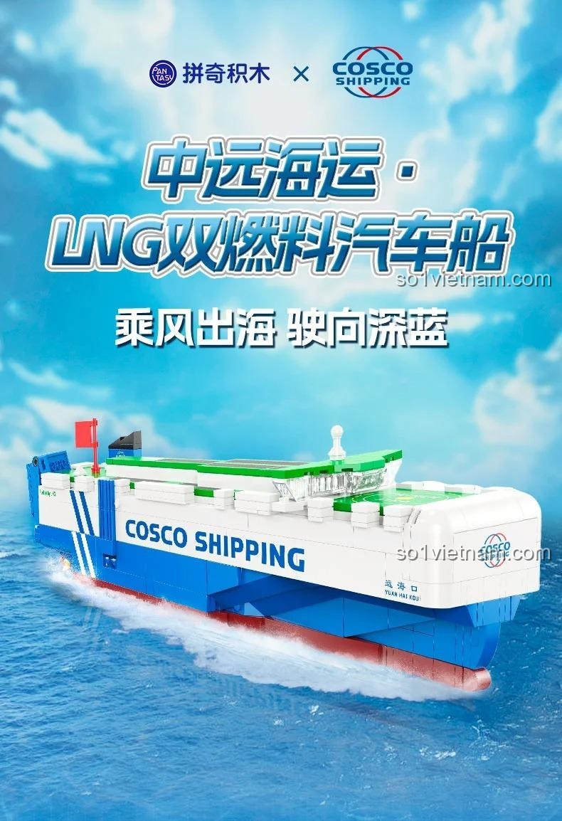 Đồ chơi mô hình tàu nhiên liệu kép COSCO, mô tả tàu chở ô tô LNG nhiên liệu kép COSCO Shipping 1:570 với thiết kế ấn tượng, chất lượng cao.