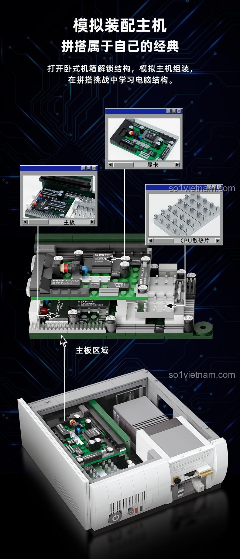 Chi tiết bàn phím của bộ đồ chơi Pantasy 85005 Máy tính cổ điển thập niên 90
