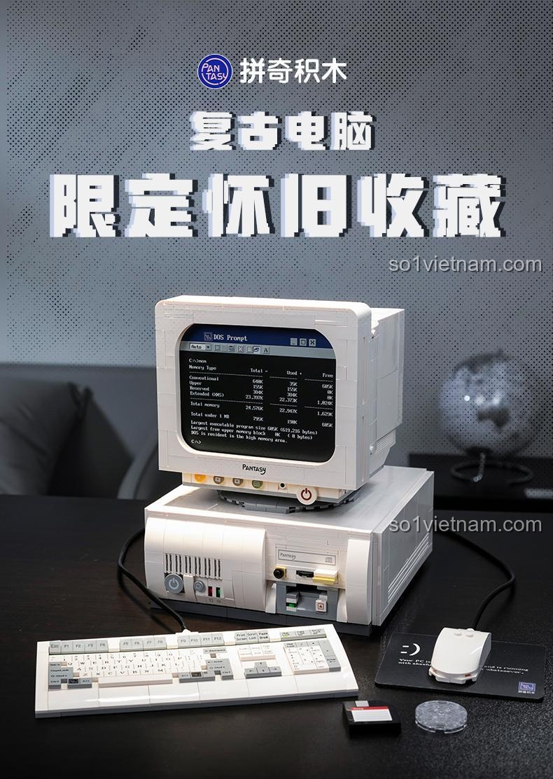 Màn hình bộ đồ chơi Pantasy 85005 Máy tính cổ điển thập niên 90 hiển thị DOS Prompt