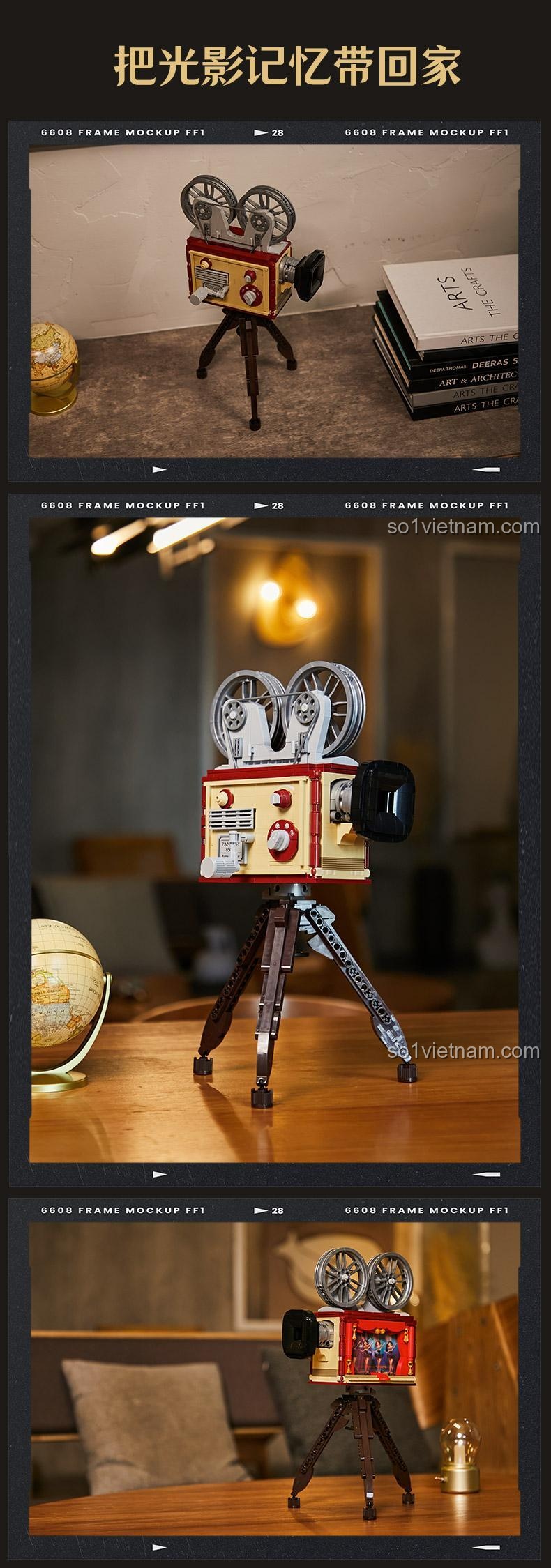 Mô hình Máy Chiếu Phim Retro Pantasy 85010 gần cửa sổ, thiết kế retro độc đáo, ký ức điện ảnh, giá tốt