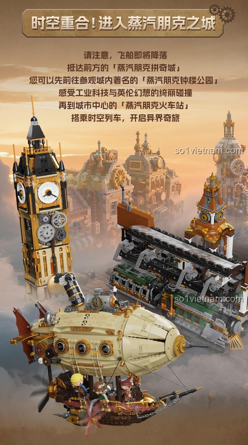 Các chi tiết mạ vàng và cơ khí tinh xảo của bộ lắp ghép Pantasy 85021.