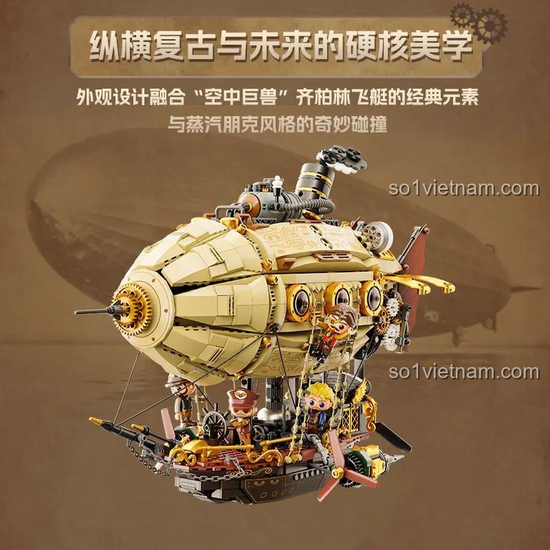 Mô hình Phi thuyền Steampunk Pantasy 85021 hoàn chỉnh, thể hiện vẻ đẹp hoài cổ và tương lai.