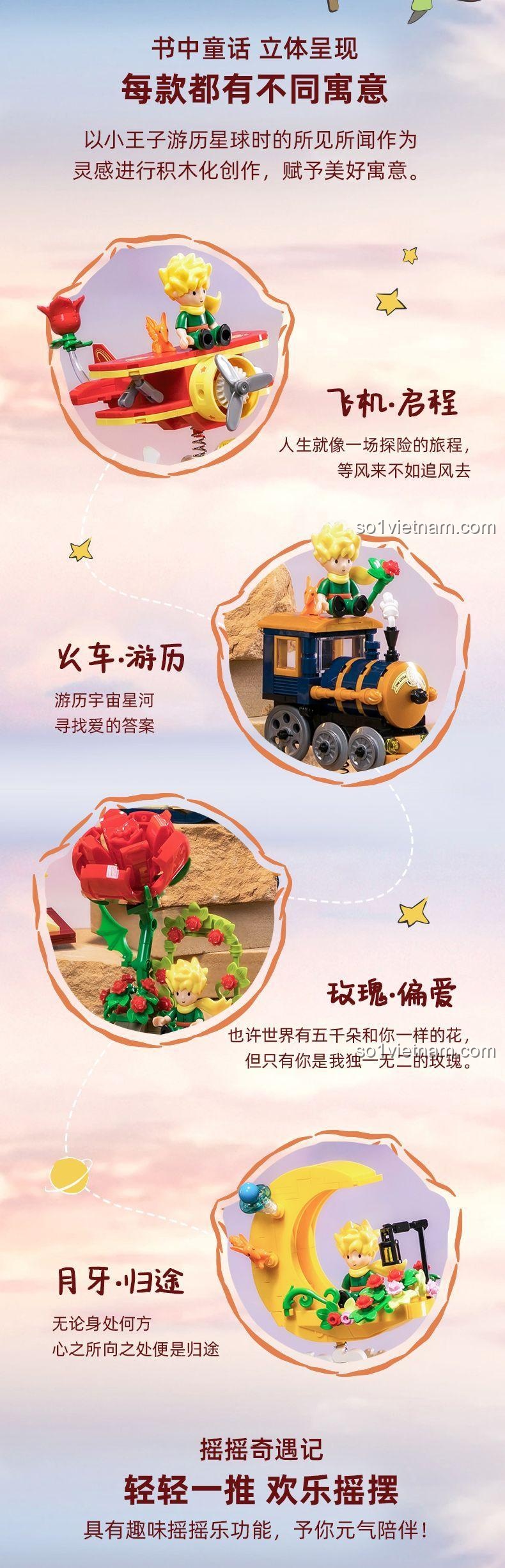 Đồ chơi xếp hình Mô hình Hoàng tử bé, Hoàng tử bé: Ngôi sao lưỡi liềm Pantasy, phù hợp bé 6 tuổi