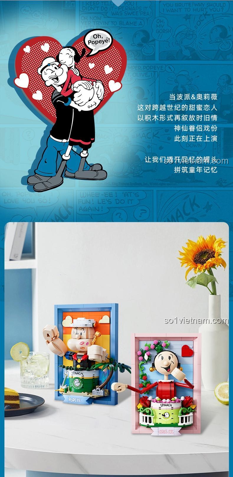 Cận cảnh khuôn mặt đáng yêu của nhân vật Olive Oyl trong bộ tranh 3D Pantasy, một món quà tuyệt vời cho các bạn nữ.