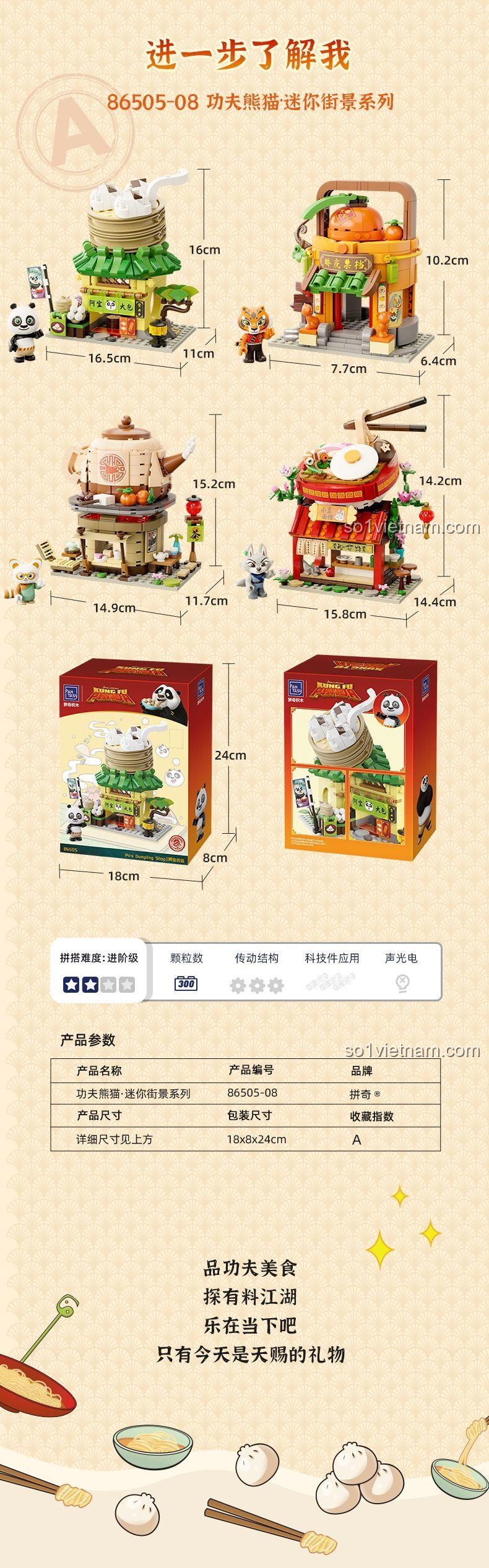 Bộ lắp ghép Pantasy 86505-08 Kung Fu Panda Po's Bao Shop