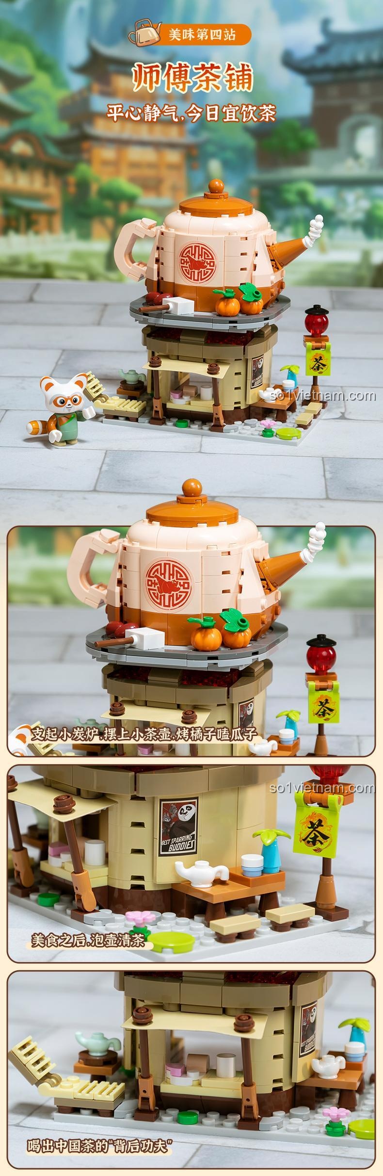 Chi tiết mô hình Tiệm Trà Của Sư Phụ từ bộ lắp ghép Kung Fu Panda