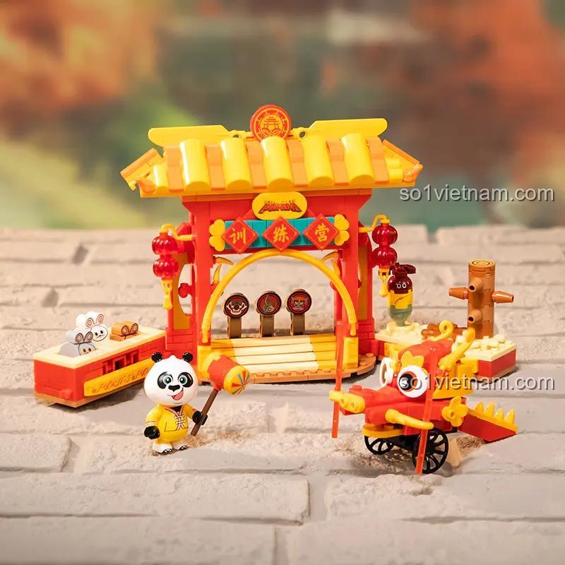 Đồ chơi lắp ráp Khu Huấn Luyện Kung Fu Panda Pantasy 86515, mô hình hoàn chỉnh với Gấu Po và các trò chơi, phát triển trí tuệ cho bé trai 8 tuổi.