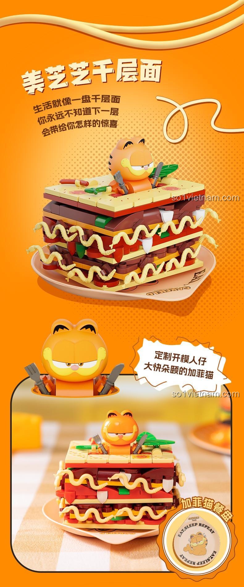 Chi tiết bộ lắp ghép Garfield Family Món Tacos Pantasy 86808
