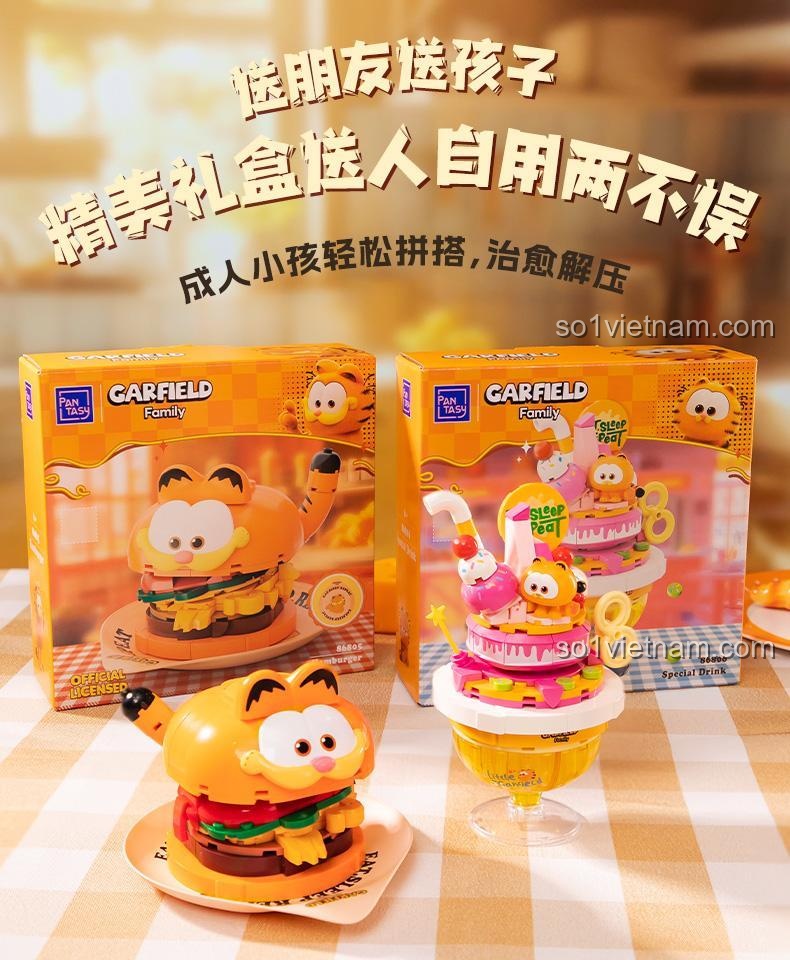 Chi tiết đóng gói bộ lắp ghép Garfield Family Món Tacos Pantasy 86808