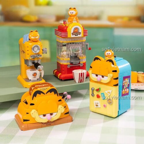 Bộ lắp ghép Gia Đình Garfield Pantasy 86809 bao gồm tủ lạnh, máy làm bỏng ngô, máy pha cà phê, xe Garfield, đồ chơi sáng tạo cho bé