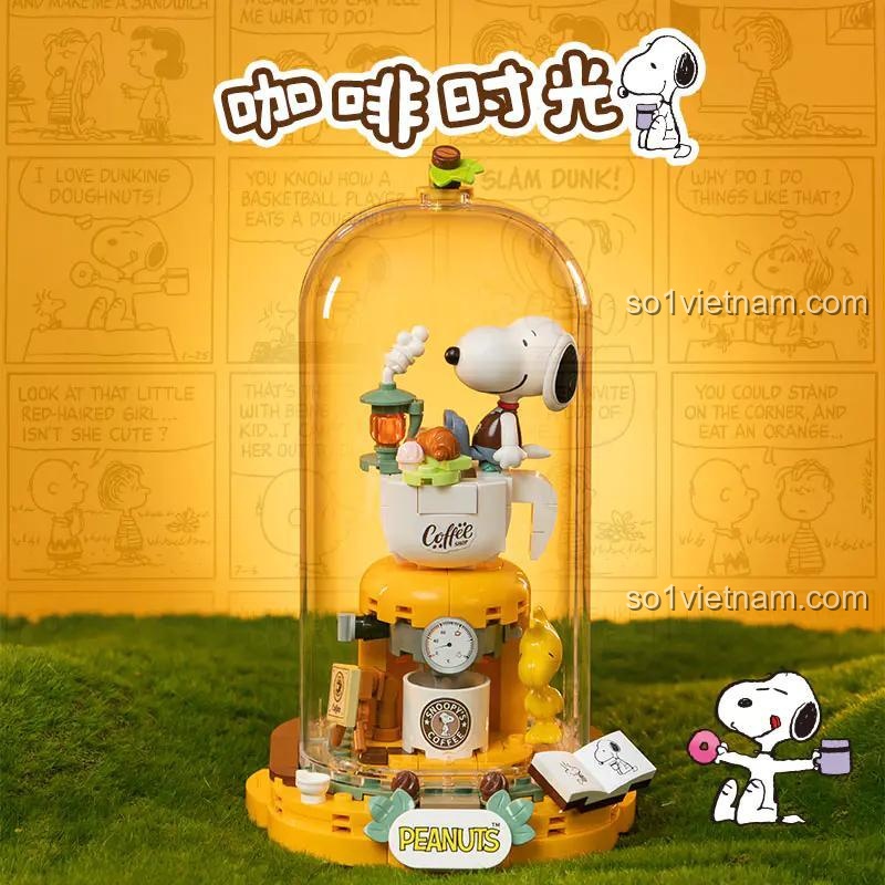 Mô hình Snoopy Coffee Time Pantasy 86903 dùng để trang trí bàn làm việc, quà tặng cho bé 6 tuổi
