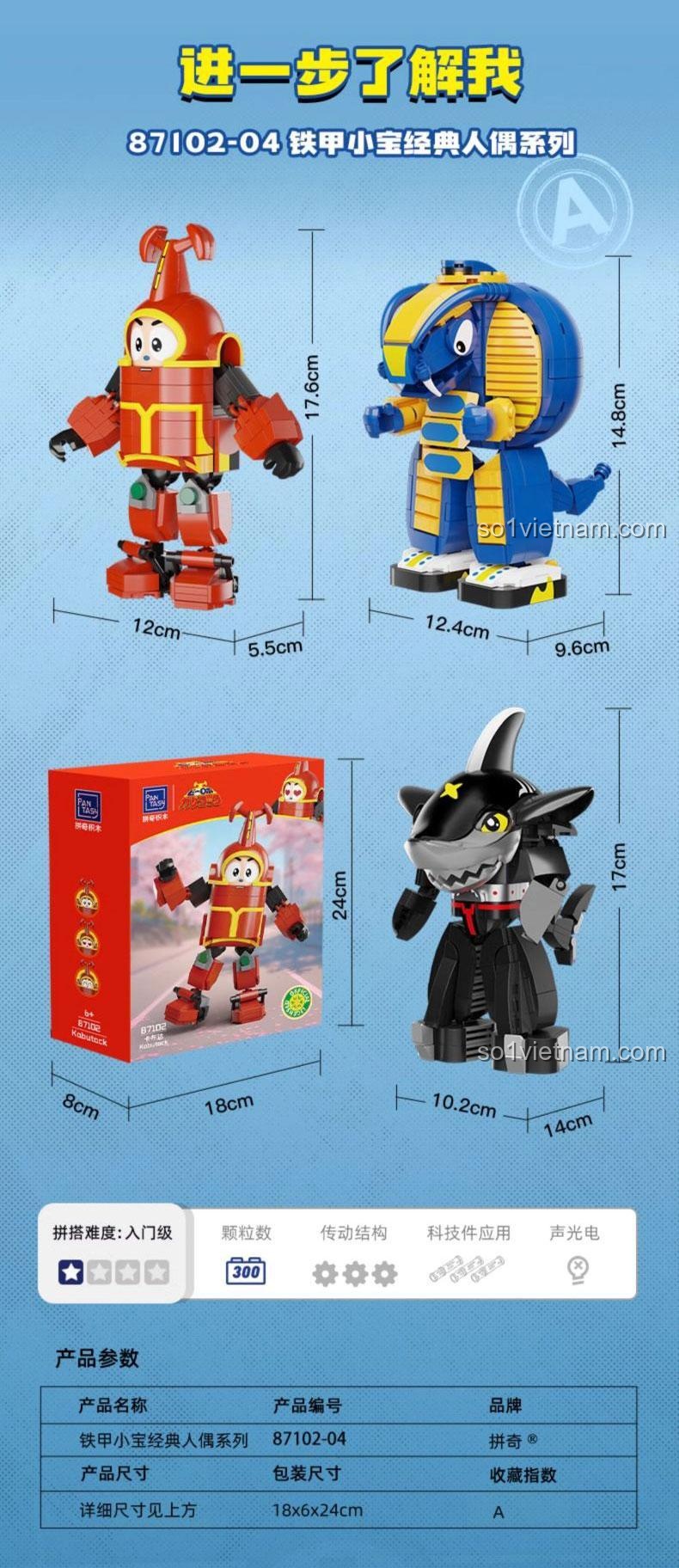 Các robot khác trên nền đường phố với biển sale sale, bộ lắp ghép Pantasy 87102, đồ chơi mô hình cho bé trai