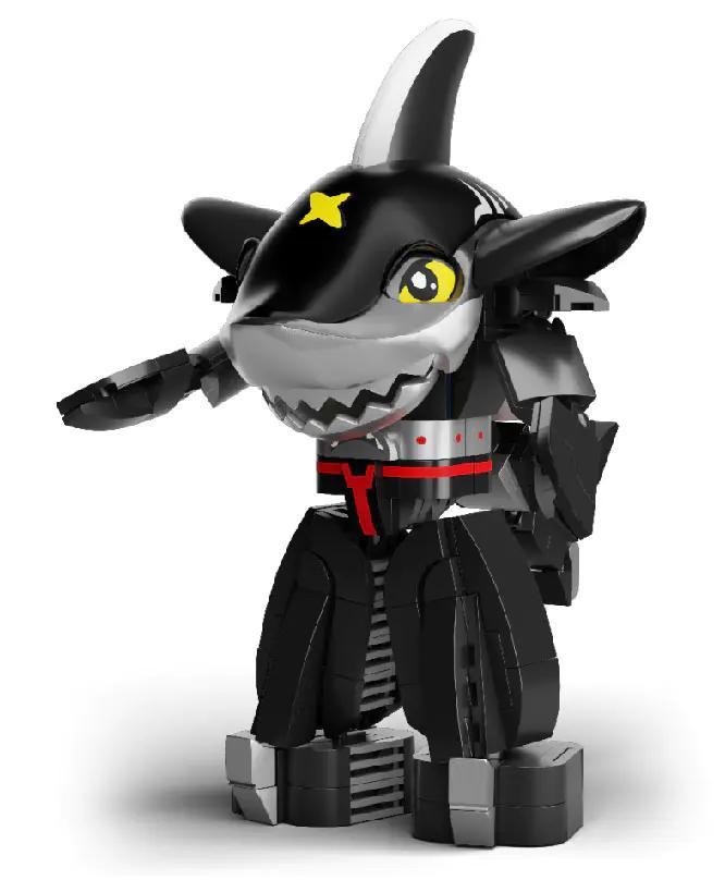 Robot Sharkler Pantasy 87104 lắp ghép, đồ chơi mô hình cá mập cho bé trai 6 tuổi, chi tiết cao, màu đen đỏ vàng