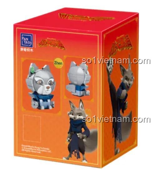 Mặt bên hộp đồ chơi mô hình Zhen Kung Fu Panda Pantasy 99127, hình ảnh nhân vật sống động, giá rẻ