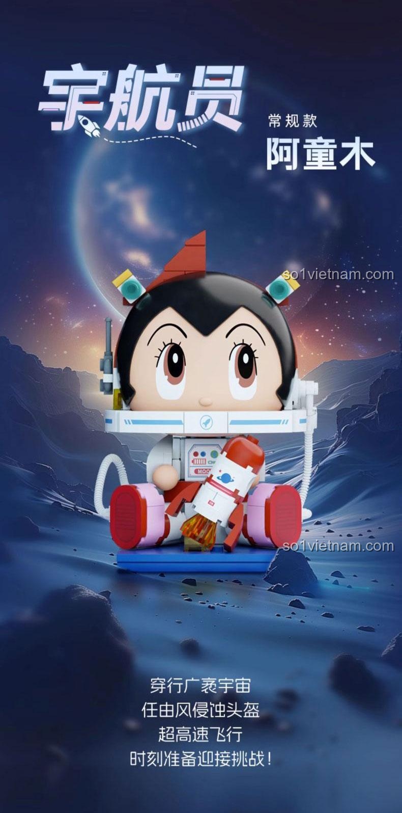Pantasy Mô Hình Ngồi Astro Boy, mô hình phi hành gia Astro Boy, khám phá vũ trụ, phát triển tư duy