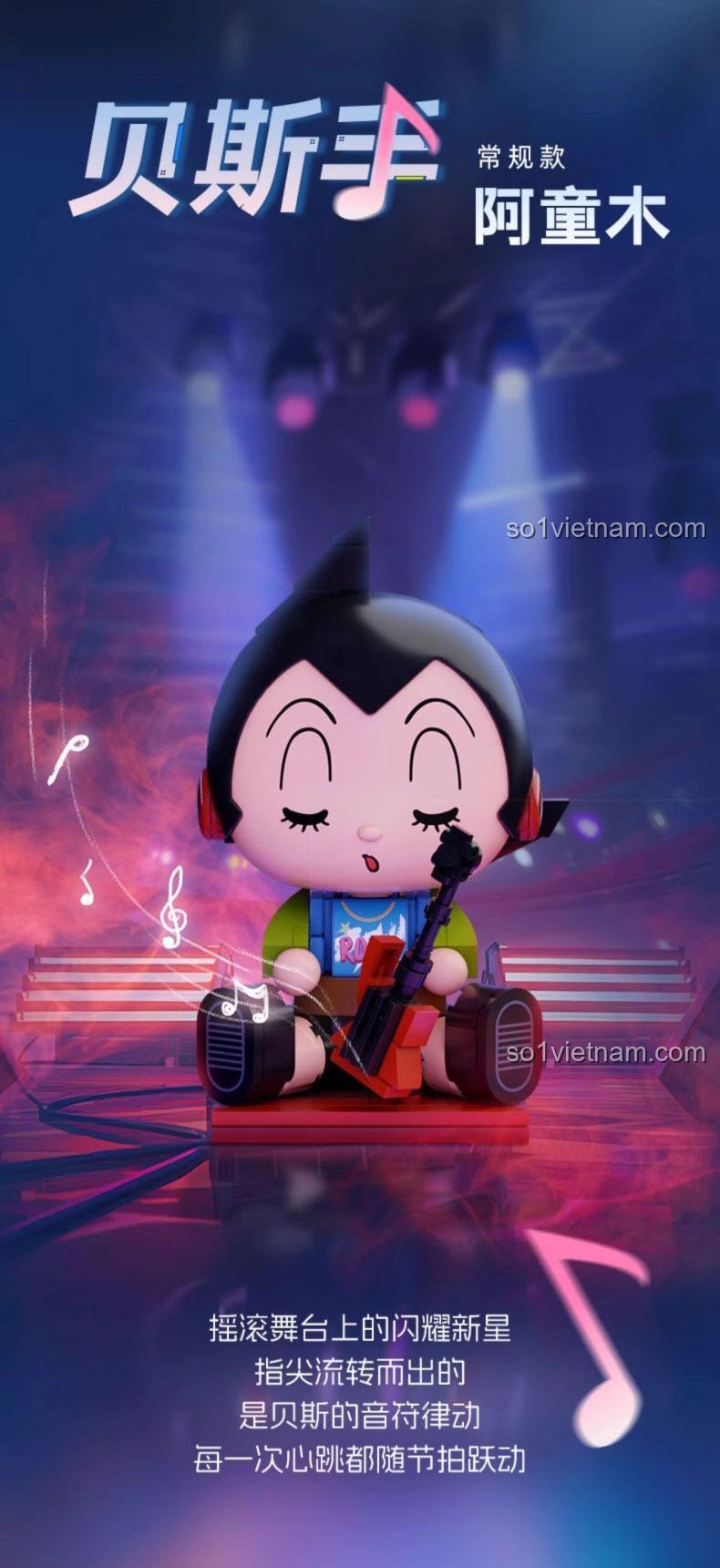 99128 Robot Astro Boy, mô hình tay bass Astro Boy, âm nhạc đỉnh cao, đồ chơi sáng tạo