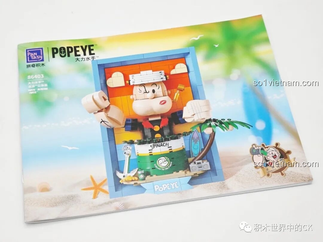 Sách hướng dẫn lắp ráp chi tiết của bộ Tranh Lắp Ráp 3D Thủy Thủ Popeye Pantasy 86403, in màu sắc nét.
