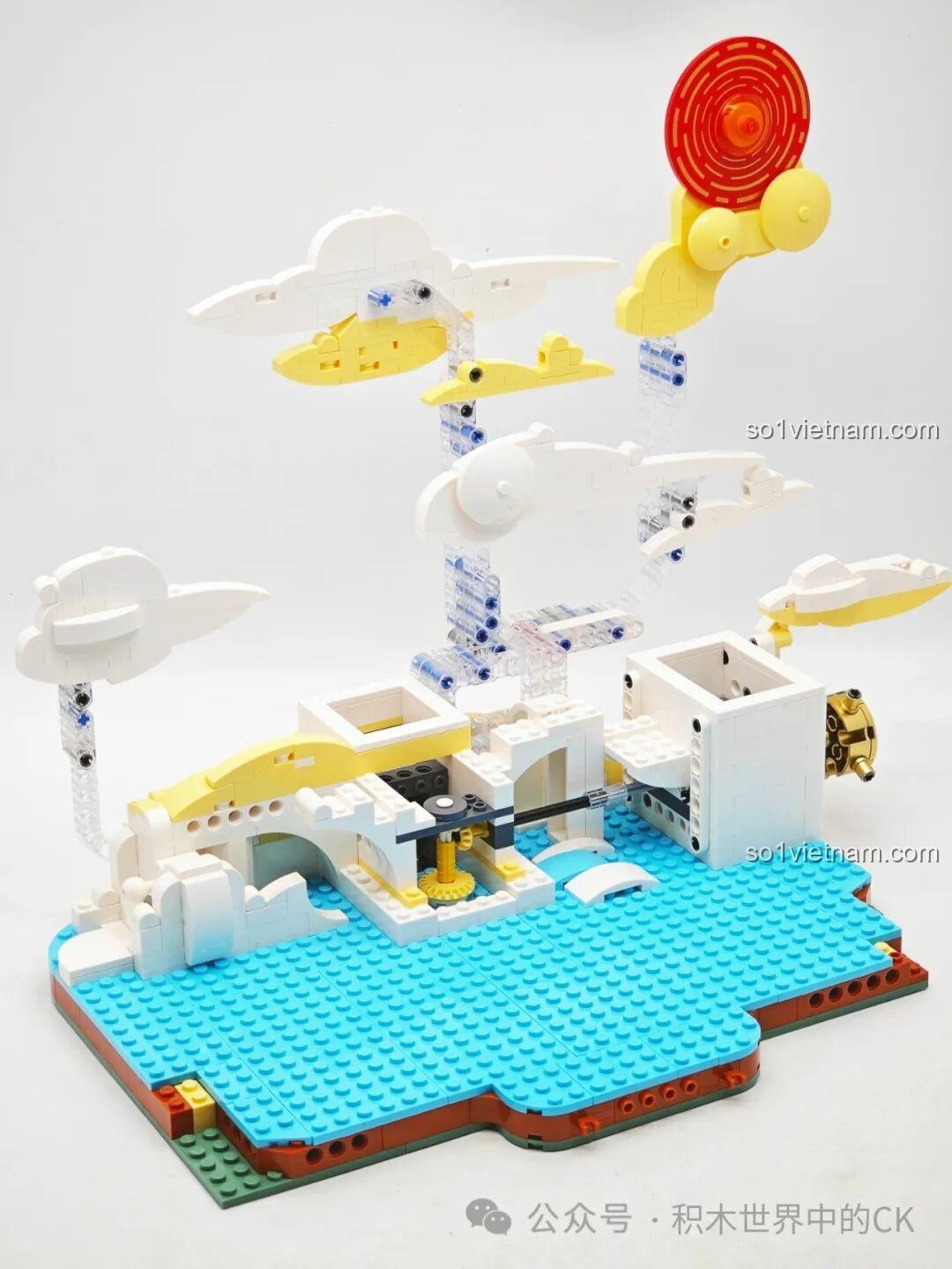 Tổng thể phần đế của mô hình Rồng Vàng Ôm Ngọc Keeppley K19908 sau khi lắp ráp xong các chi tiết cơ bản.