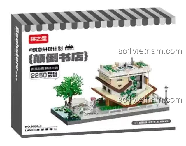 Hộp sản phẩm bộ lắp ghép Tiệm sách lộn ngược 拼之星 9936-4, 2250 mảnh ghép, Đồ chơi sáng tạo cho trẻ 14 tuổi, Giá tốt