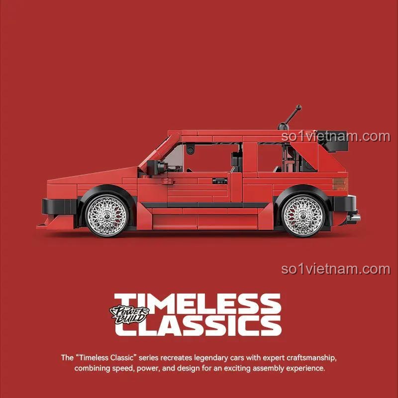 Một góc nhìn khác của bộ lắp ghép Xe cổ điển Golf MK2 từ Pinbo. Sản phẩm có độ hoàn thiện cao, các chi tiết sắc nét, mang lại trải nghiệm lắp ráp tuyệt vời.