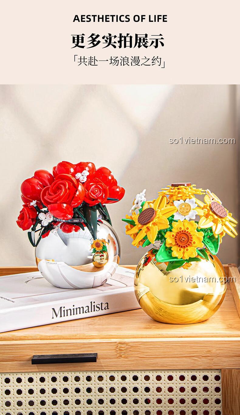 Hoa hướng dương lắp ghép Pleyerid M38-P8062 trang trí bàn làm việc