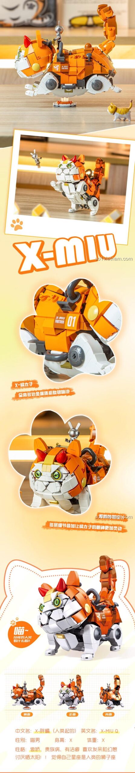 đồ chơi mô hình Mèo Cam Thái Tử Pleyerid M38-P8018-02 với logo X-MIU, nhiều khớp nối linh hoạt, cho thanh niên 12 tuổi, tiết kiệm