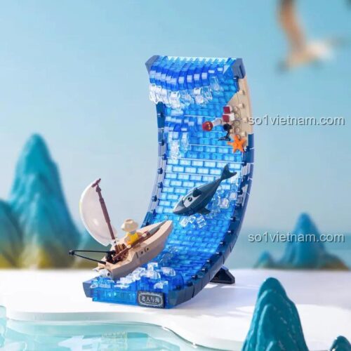 Mô hình hoàn thiện tranh 3D Ông Già và Biển Cả Pleyerid M38-P8025, một kiệt tác văn học được tái hiện bằng các khối lắp ghép.