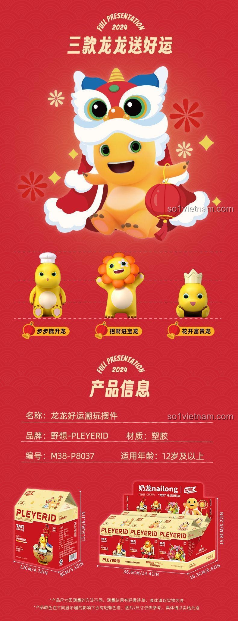 Mô hình trang trí Nai Long P8037, Rồng Con may mắn 8037, cho thanh niên 12 tuổi, siêu tiết kiệm