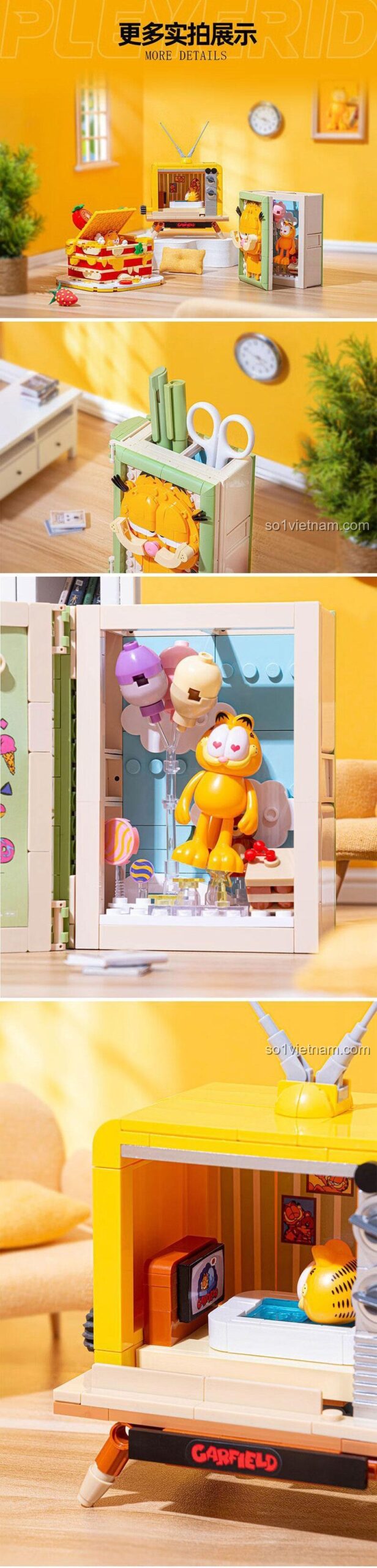 Kích thước hộp sản phẩm bộ lắp ghép Garfield Bạch Nhật Mơ Pleyerid M38-P8052C