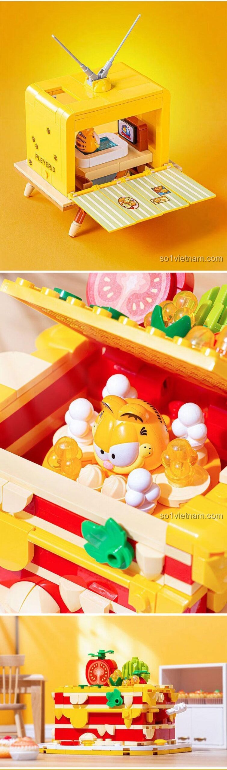 Kích thước mô hình bộ lắp ghép Garfield Bạch Nhật Mơ Pleyerid M38-P8052C