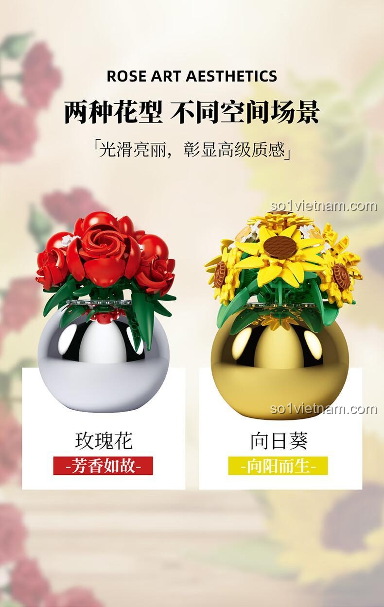 Bó hoa hồng lắp ghép Pleyerid M38-P8061 đặt trong phòng ngủ, quà tặng hoa, hoa hồng vĩnh cửu, đồ chơi mô hình hoa hồng, màu đỏ, trắng, bạc, độ tuổi 12+