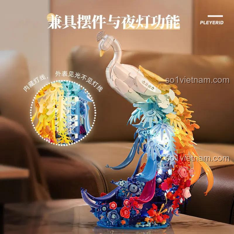 Bộ Lắp Ghép Mô Hình Chim Công Pleyerid M38-P8161 "Phồn Hoa Như Gấm" - Đồ Chơi Lắp Ghép Sáng Tạo Có Đèn LED, Màu Sắc Rực Rỡ, Phù Hợp Trang Trí Phòng, Độ Tuổi 12+