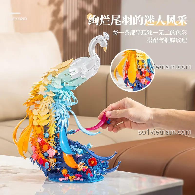 Bộ Lắp Ghép Mô Hình Chim Công Pleyerid M38-P8161 "Phồn Hoa Như Gấm" - Đồ Chơi Lắp Ghép Sáng Tạo Có Đèn LED, Màu Sắc Rực Rỡ, Phù Hợp Trang Trí Phòng, Độ Tuổi 12+