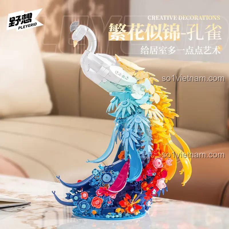 Bộ Lắp Ghép Mô Hình Chim Công Pleyerid M38-P8161 "Phồn Hoa Như Gấm" - Đồ Chơi Lắp Ghép Sáng Tạo Có Đèn LED, Màu Sắc Rực Rỡ, Phù Hợp Trang Trí Phòng, Độ Tuổi 12+