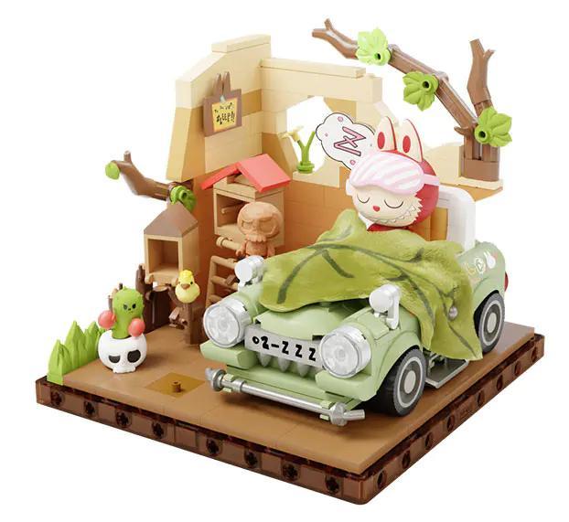 Bộ lắp ghép POP MART P10006 Labubu ngủ trưa trong xe, mô hình The Monsters Giờ Ngủ Trưa siêu cute cho con gái 15 tuổi.