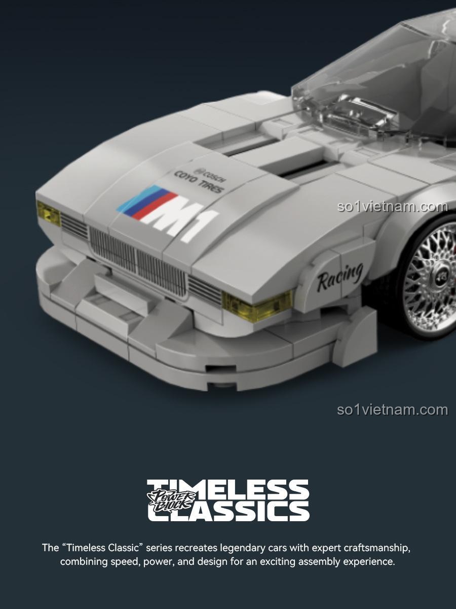 Bộ lắp ghép BMW M1 Power Block PB8819, mô hình trưng bày siêu xe BMW M1 tỉ lệ 1:24, chất lượng cao cho con trai 12 tuổi, giá tốt.