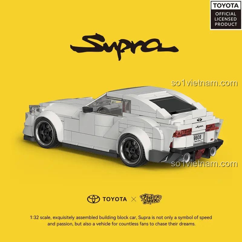 Hộp sản phẩm Power Block PB8808 hình ảnh xe Toyota Supra, kích thước hộp 23.8x13x12.6 cm