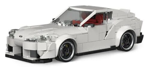 Mô hình xe Toyota Supra màu trắng lắp ráp tỉ lệ 1:32, chi tiết cao, kèm hộp container trưng bày, Power Block PB8808
