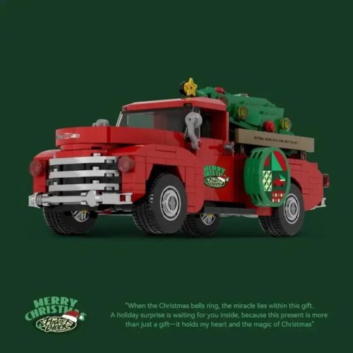 Xe tải Giáng Sinh Merry Christmas POWER BLOCKS PB8849, bộ lắp ghép xe tải cổ điển, đồ chơi mô hình trang trí Giáng Sinh cho bé 6 tuổi