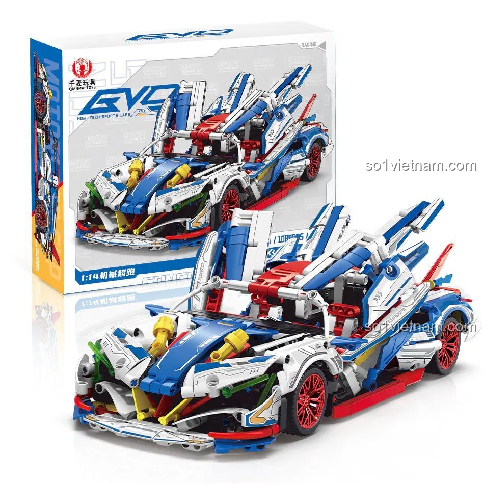 Bộ lắp ráp Qianmai QM00051 Siêu xe EVO và hộp sản phẩm, đồ chơi mô hình 00051 chất lượng cao, tỉ lệ 1:14.