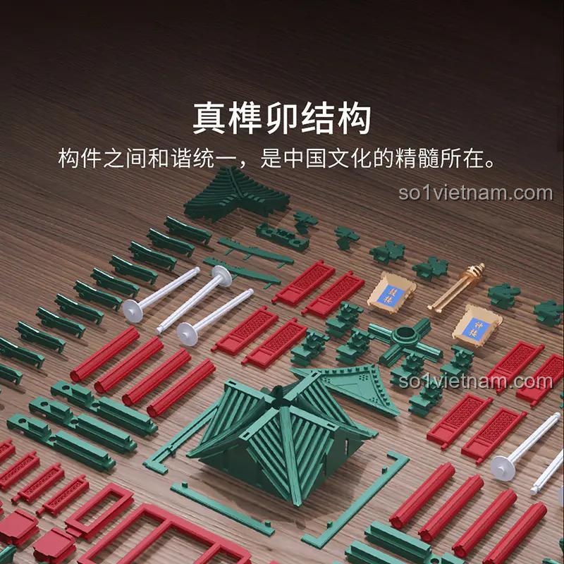 Bộ xếp hình Tháp Chuông Tây An Qiannian Sun QNSZL25AIQI, chi tiết mái ngói, cấu trúc mộng ngàm độc đáo, rèn luyện khéo léo ngón tay.